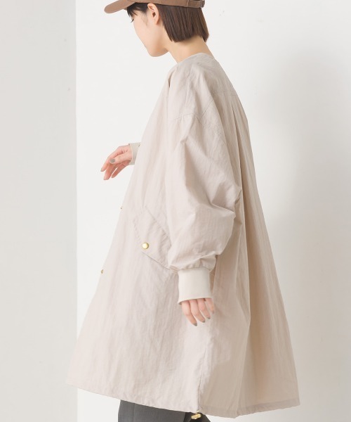 【新品】Newans♡ニュアンス フリルブルゾン 撥水加工付きレインコート0 OMNES（ファッション） ブルゾン アウター 撥水加工ナイロンノー