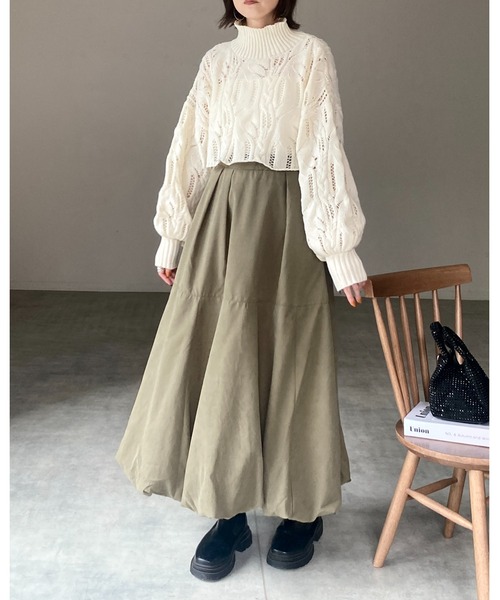 She's Closet スカート タックAラインボリュームフレアロングバルーン