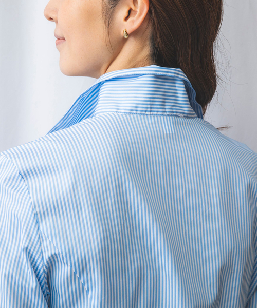 【新品未使用】NARA CAMICIE ブルーストライプシャツ サイズ0 極美品 NARA CAMICIE 長袖シャツ0 ブラウス 青 ブルー