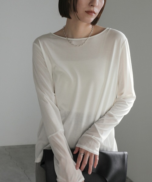 select MOCA（セレクトモカ） tシャツ 袖切替シアーメッシュトップス