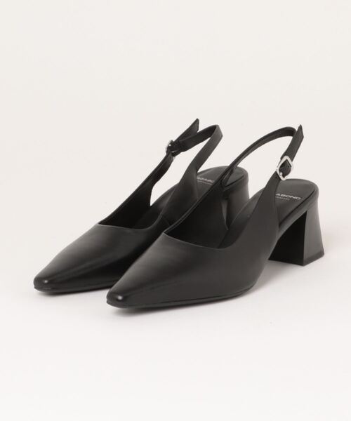 美品〉VAGABOND【25】スクエアトゥ フラット ストラップ ミュール 黒