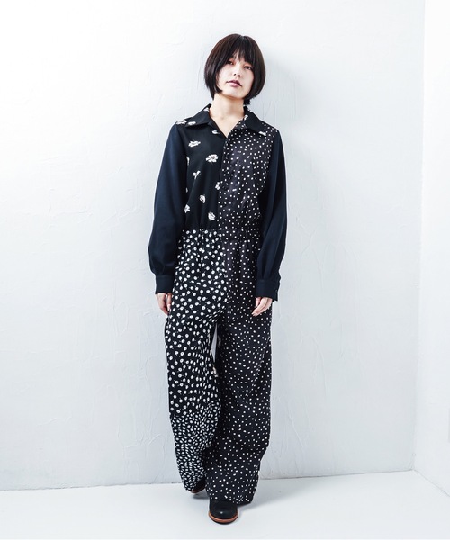 AMERI◇オールインワン/M/ポリエステル/BLK/無地/0224205851390