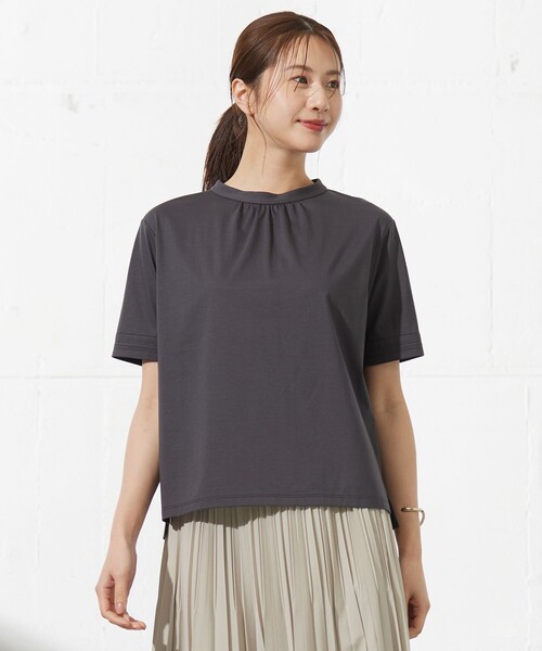 tシャツ 「接触冷感」プレーティングジャージー モックネック カットソー レディース