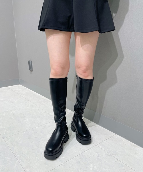 EVOL（イーボル） ブーツ 「EVOL」2段ソール厚底ストレッチロング