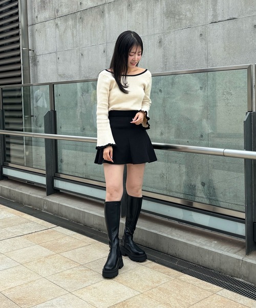 EVOL（イーボル） ブーツ 「EVOL」2段ソール厚底ストレッチロング