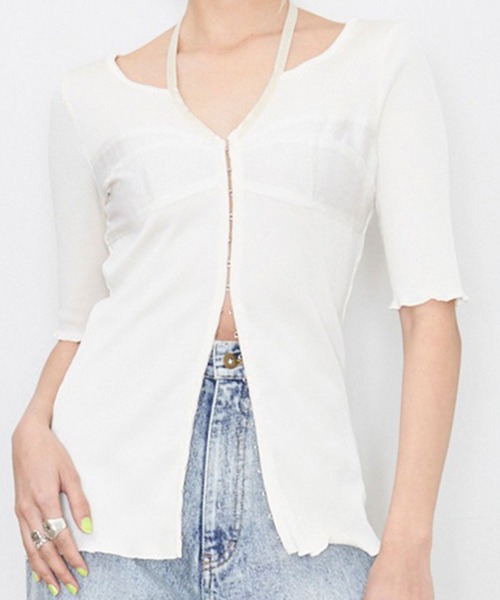 ベスト ジレ BUSTIER OPEN FRONT RIB TOPS / ビスチェオープンフロントリブトップス レディース