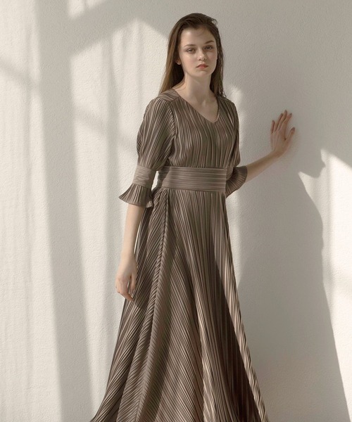 MIELI INVARIANT 「MIELI INVARIANT」 半袖ワンピース FREE ブラウン  