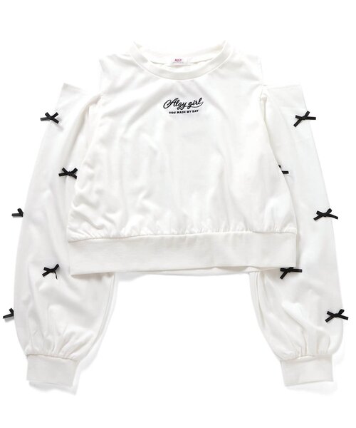 algy（アルジー） tシャツ 袖りぼん肩あきロンT キッズ 子供服 女の子