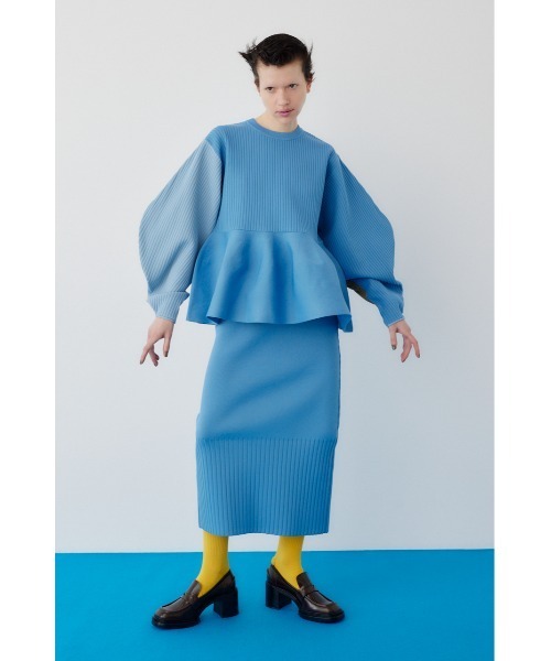 スカート BICOLOR KNIT SKIRT セール】bicolor pleats knit skirt /ティアードバイカラープリーツ