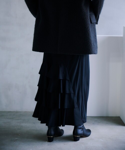 allurevilleソフトサテンバックフリルナロースカート allureville スカート ソフトサテンバックフリルナロースカート