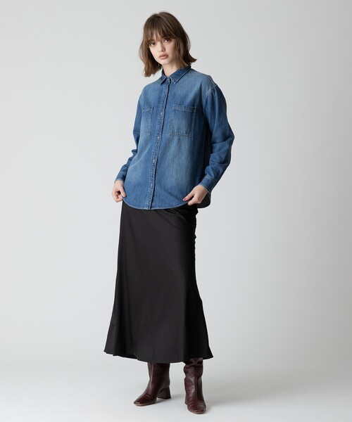 allurevilleソフトサテンバックフリルナロースカート 20242011280_431d8dc4208cb1f85d