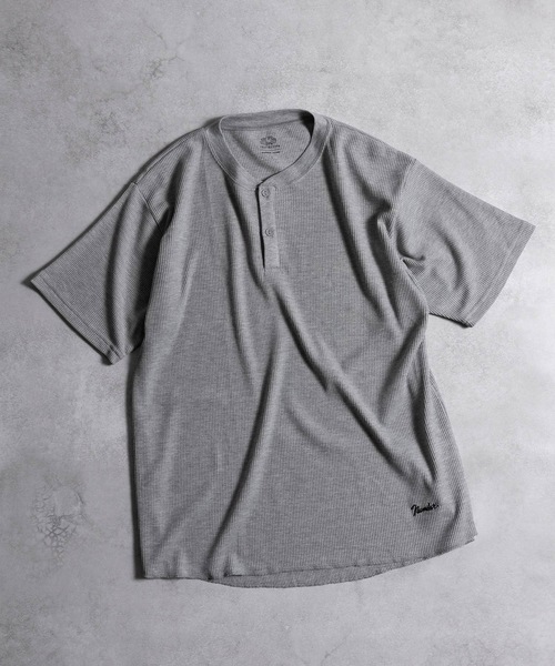 NUMBER (N)INE ヘンリーネック リブカットソー グレー NUMBER (N)INE（ナンバーナイン） ヘンリーネック tシャツ メンズ