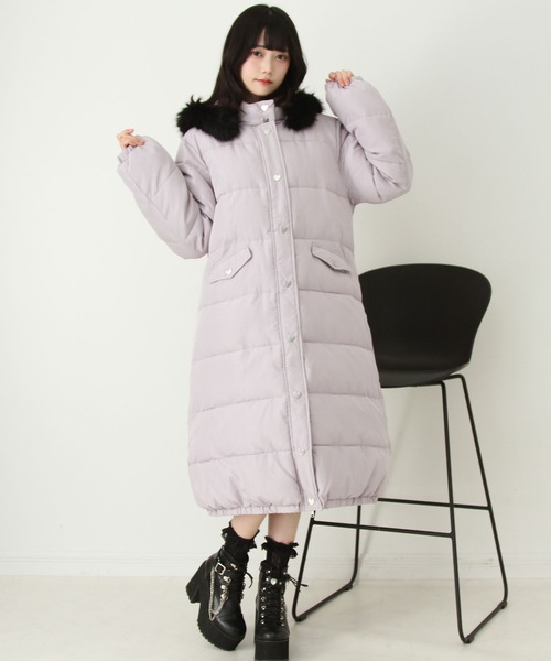 DearMyLove ダウンコート ダウンジャケット ファー付きハートスタッズ