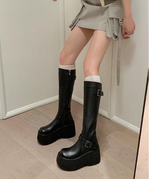 gossip!ロサンゼルス ブーツ Y2K プラットフォームロングブーツ