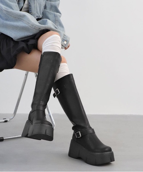 gossip!ロサンゼルス ブーツ Y2K プラットフォームロングブーツ