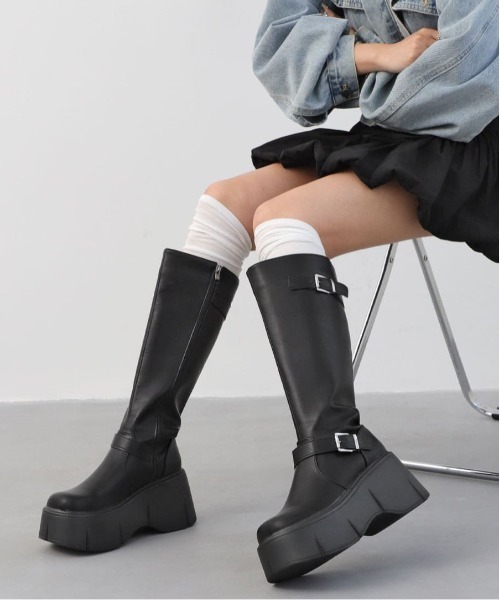 gossip!ロサンゼルス ブーツ Y2K プラットフォームロングブーツ