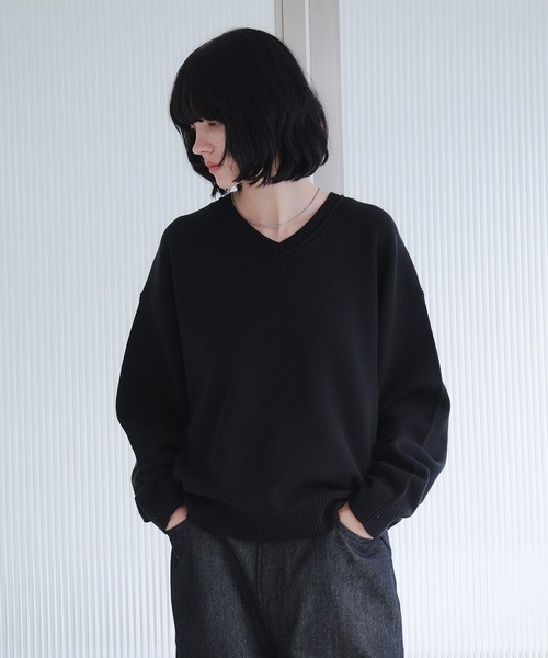 Secret ニット 人気カラー ブラックM値下げ⭕️ selle glant（セレグランテ） セーター ニット V-NECK MIDDLE GAUGE