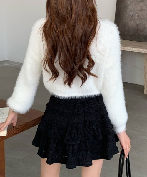 【ふわふわ】新品　レースがかわいい　白　ティアードスカート　ｍ060 スカート レース ティアード ミニスカート : ZOZOTOWN Yahoo!店 - 通販