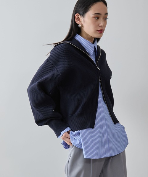 VIS カーディガン Wジップハイネックニットカーディガン