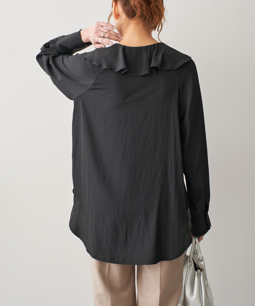 ブラウス シャツ シルクライクラッフルフリルブラウス レディース Spick＆Span ブラウス シャツ シルクライクラッフルフリル