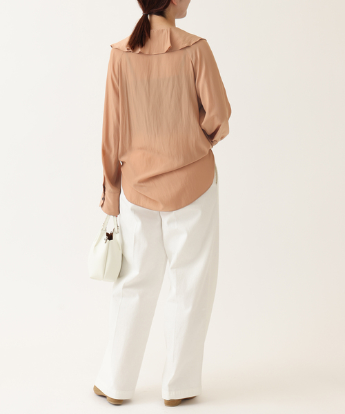 ブラウス シャツ シルクライクラッフルフリルブラウス レディース Spick＆Span ブラウス シャツ シルクライクラッフルフリル