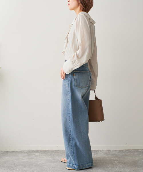 Spick＆Span ブラウス シャツ シルクライクラッフルフリル