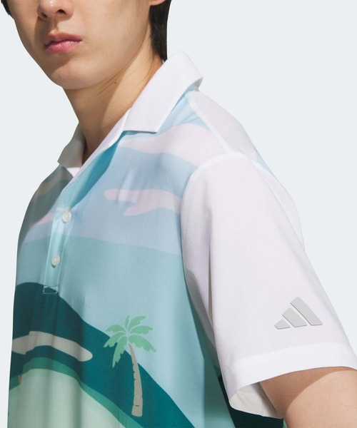 adidas - 【adidas GOLF/アディダス】パワーグリッドプリント 半袖ポロシャツ・M adidas ポロシャツ ポロ PRIMEKNIT ジャカード 半袖ポロシャツ