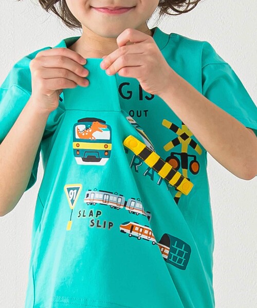 SLAP SLIP（スラップスリップ） tシャツ 電車がいっぱい踏切カンカンT