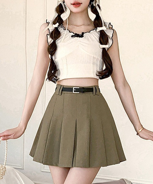 REMUR スカート プリーツミニスカート ベルト付き : ZOZOTOWN Yahoo!店