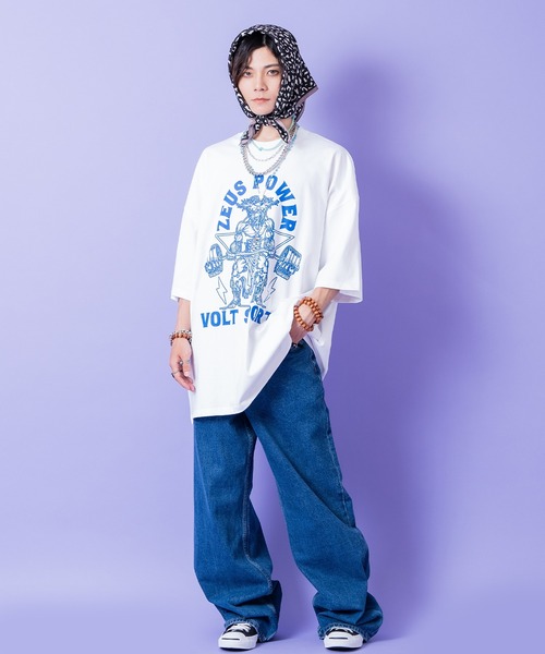 tシャツ a.p.o.v. アメカジライクコミカルゼウス＆ロゴオーバーサイズT