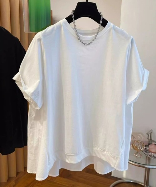 tシャツ 後ろタック入りルーズシルエットトップス レディース