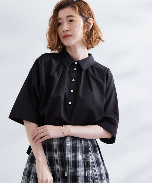 grove（グローブ） ブラウス シャツ 半袖 「サスティナブル原料」衿