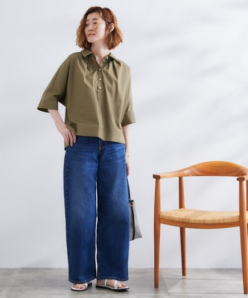 grove（グローブ） ブラウス シャツ 半袖 「サスティナブル原料」衿
