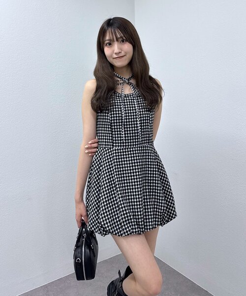 M-LINE ワンピース 「mline」チェックチョーカー ミニワンピ