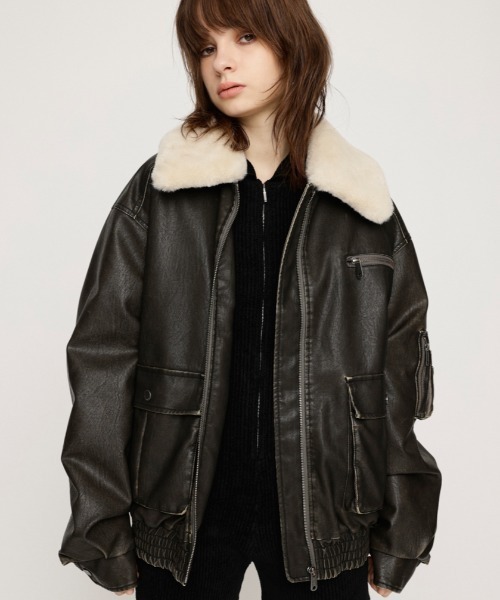 SLY フェイクレザーショートブルゾン SLY ブルゾン アウター 「WEB限定再入荷」VINTAGE F/LEATHER S