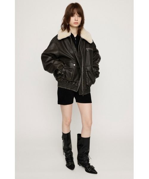 SLYヴィンテージ フェイクレザー ショート ブルゾン SLY ブルゾン アウター 「WEB限定再入荷」VINTAGE F/LEATHER S