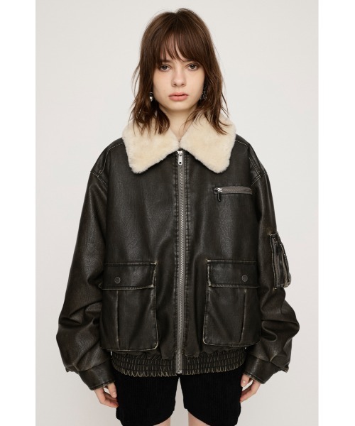 【SLY】ヴィンテージ フェイクレザー ショート ブルゾン SLY ブルゾン アウター 「WEB限定再入荷」VINTAGE F/LEATHER S