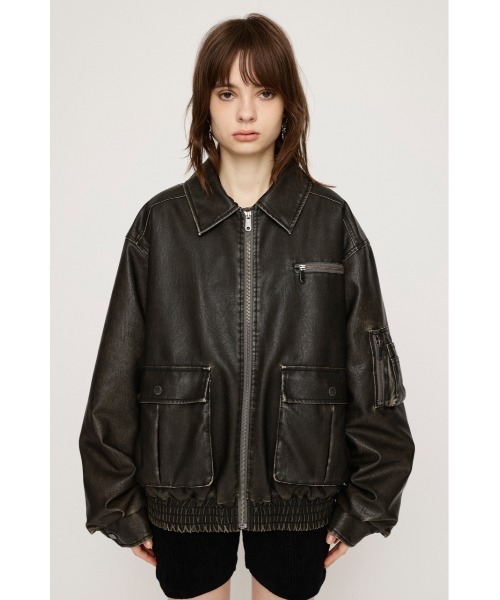 SLYヴィンテージ フェイクレザー ショート ブルゾン SLY ブルゾン アウター 「WEB限定再入荷」VINTAGE F/LEATHER S