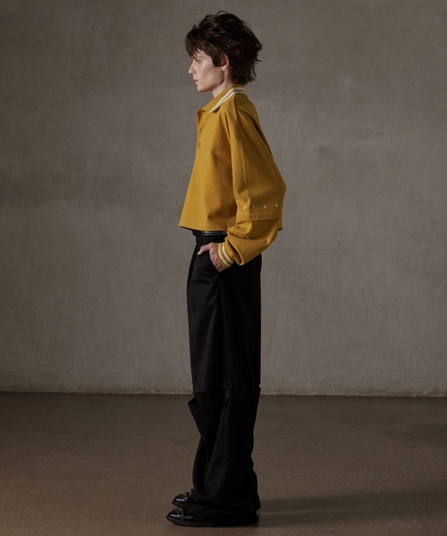 GRANCY   グランシー ポロシャツ レッド GRANCY】Ziplayered Wideshort Poloshirt / ジップレイヤード