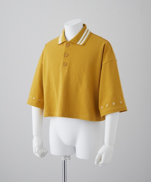 GRANCY   グランシー ポロシャツ レッド GRANCY】Ziplayered Wideshort Poloshirt / ジップレイヤード