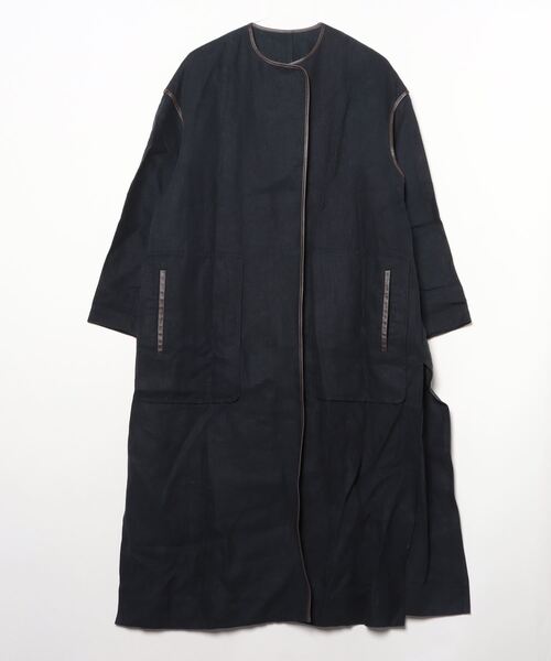 DRESSTERRIOR ノーカラーコート 38 DRESSTERIOR（ドレステリア） ノーカラーコート 38 ネイビー