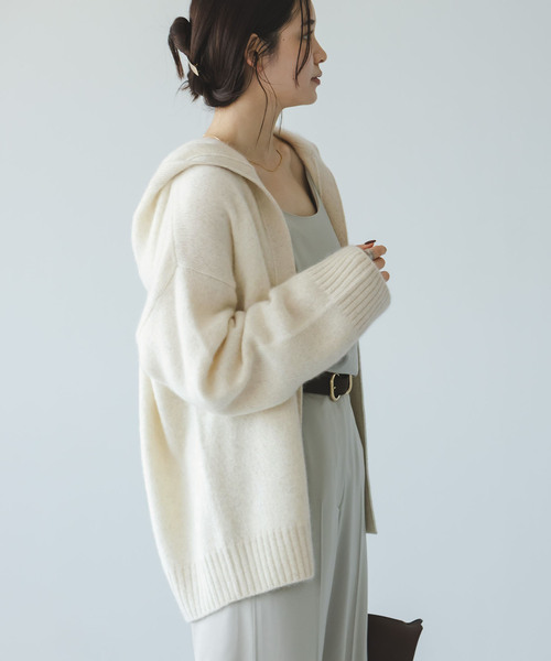 NOBLE/ YAKフーディーカーディガン　ホワイト ノーブル NOBLE YAKフーディーカーディガン （ホワイト A
