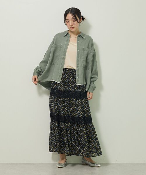 花柄が素敵なグリーンのスカートです❣ 楽天市場】スカート ロング丈 レディース 花柄 ボヘミアンスタイル