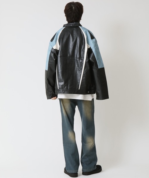 ARCADE（アーケード） 革ジャン ライダース 秋服 オーバーサイズ 配色
