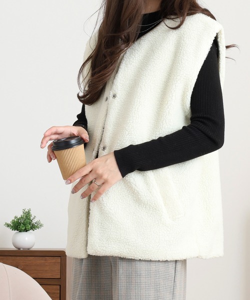 FUNALIVE（ファンアライブ） ベスト ジレ リバーシブルボアベスト 合成