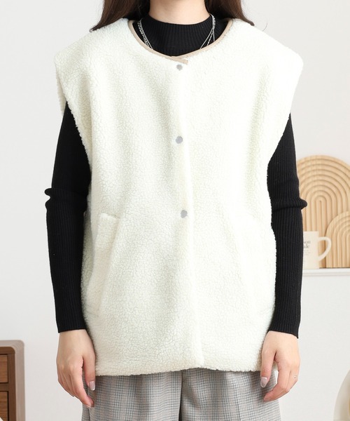 FUNALIVE（ファンアライブ） ベスト ジレ リバーシブルボアベスト 合成