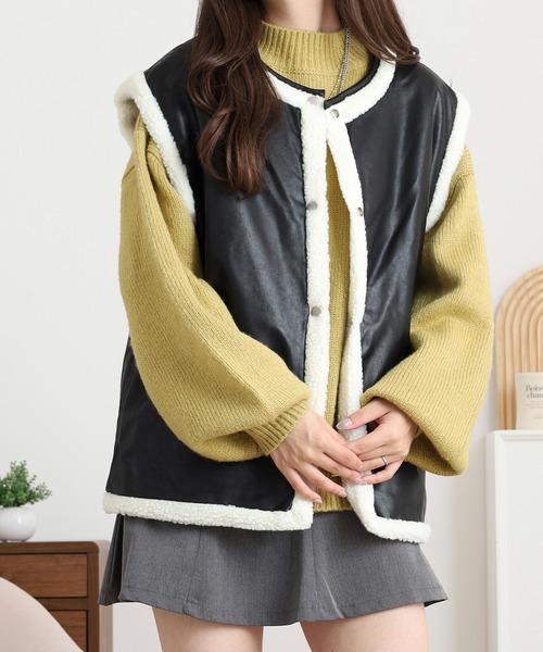 FUNALIVE（ファンアライブ） ベスト ジレ リバーシブルボアベスト 合成