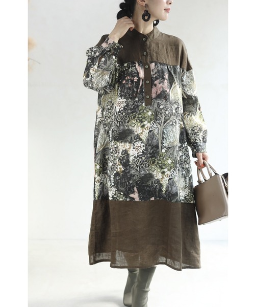 「CAWAII」 長袖ワンピース FREE カーキ レディース_画像3