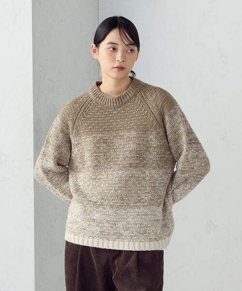 ニット セーター 変形 鹿の子 グラデーション ニット レディース