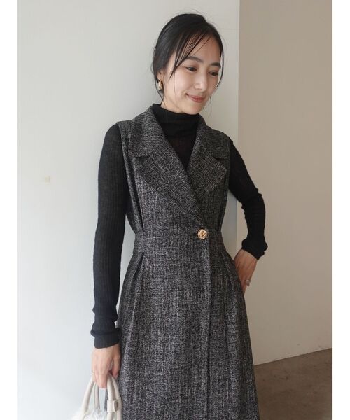 LAGUNAMOON ツイードメタルボタンテーラードジャンパースカート M ツイードメタルボタンテーラードジャンパースカート（ワンピース